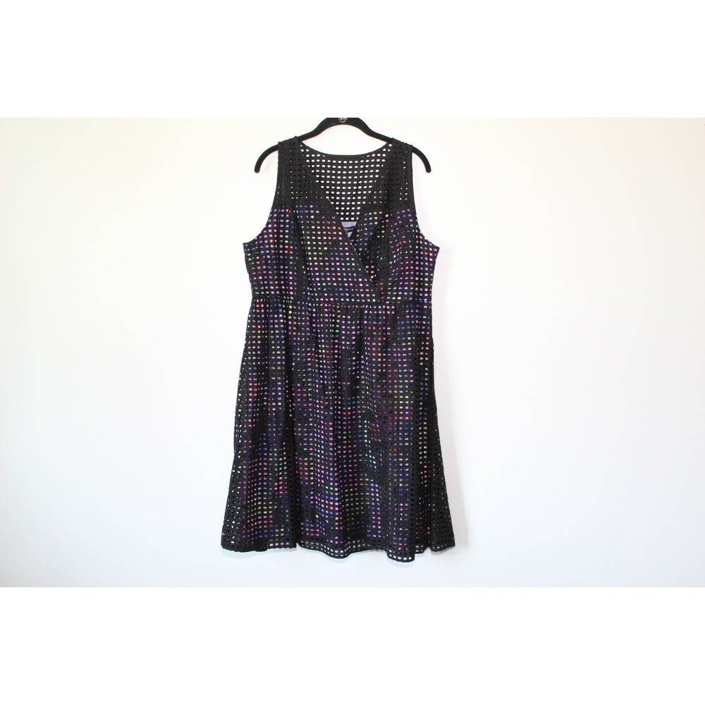 NWT Lane Bryant Perforated Eyelet Dress Black Multicolor Plus Size 18 H12952 - Picture 2 of 11